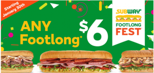 Subway $6 Footlongs