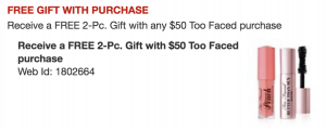 TOO FACED FREE GIFT