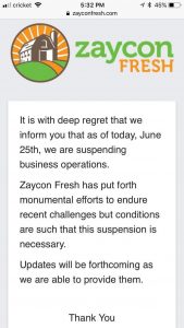Zaycon Closing Refunds